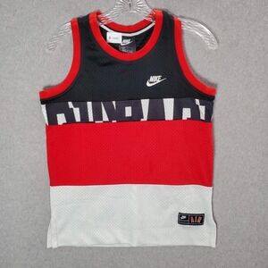 Nike Air Boys Activewear Shirt Jersey Large Red Perforated Logo Mesh‎ Swoosh